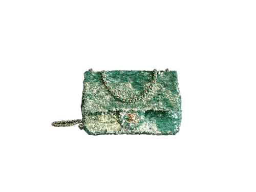 Chanel 20cm Green Sequin