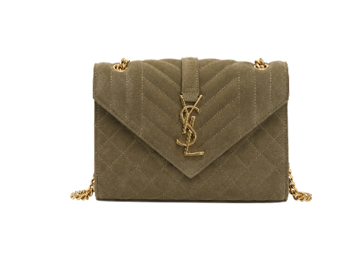 YSL Olive Sage Suede Env